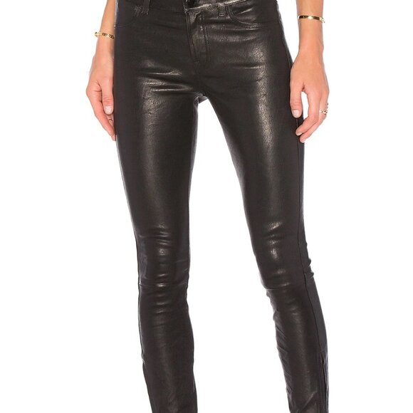 $998 J BRAND MID RISE LEATHER SKINNY PANTS SIZE 27